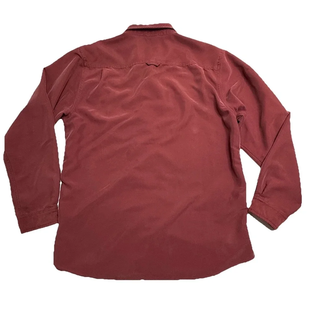 The North Face Mens XL Red Modal Blend Long Sleeve‎ Button Up Outdoor Shirt